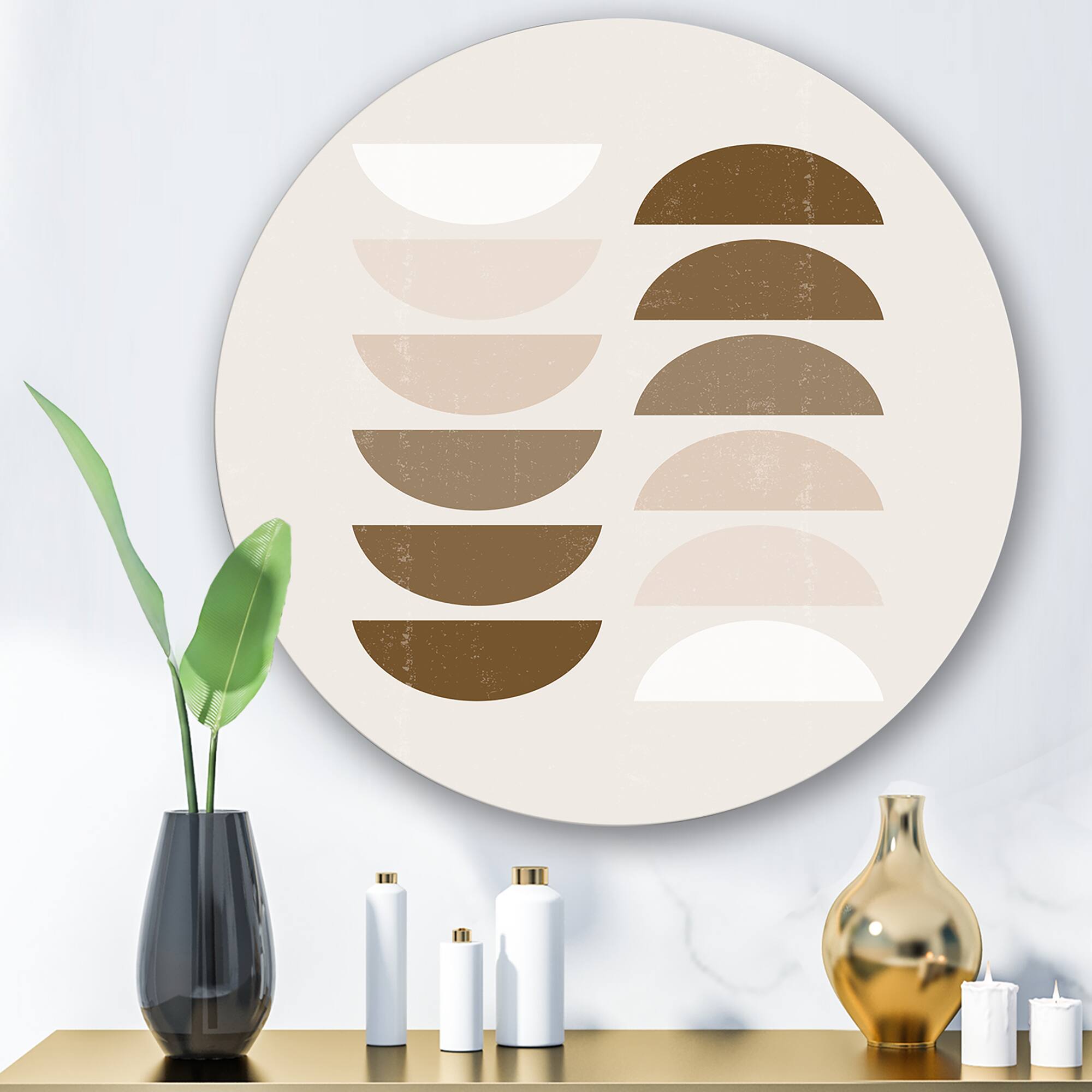 Designart - Abstract Sun & Moon Geometrics In Terracotta II